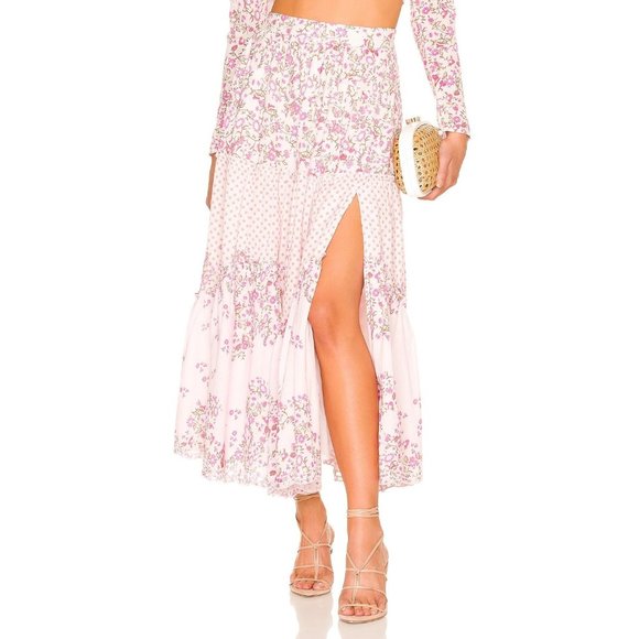 HEMANT and NANDITA Printed Tiered Midi Skirt in Orchid Pink - XS - NWT - Picture 1 of 4